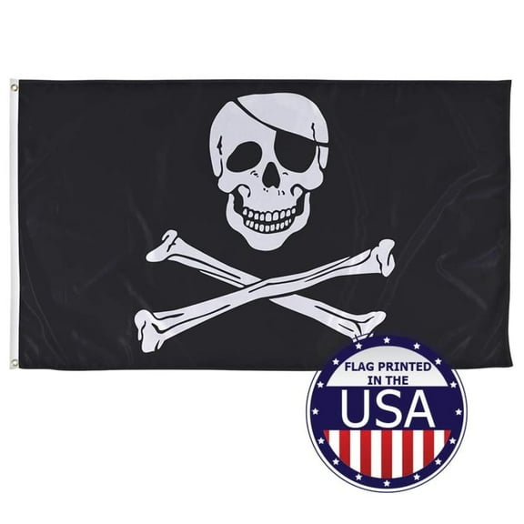 Vispronet 3ft x 5ft Skull and Crossbones Pirate Flag, Jolly Roger Banner
