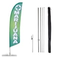 thumbnail image 1 of Vispronet Marijuana Feather Flag - Made from Tear-Resistant Knitted Polyester, Visible from Both Sides - 2.6ft x 11.2ft Swooper Flag with Ground Stake, 1 of 7