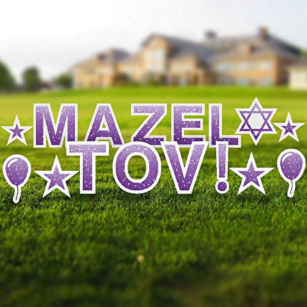 Vispronet Mazel Tov Yard Signs with Stakes – Each Letter is 18in Tall ...