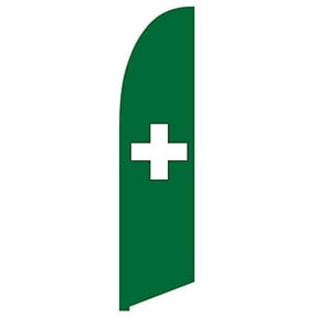 Vispronet Medical Marijuana Feather Flag - Made from Tear-Resistant Knitted Polyester, Visible from Both Sides - 2.6ft x 11.2ft Swooper Flag - Flag Only