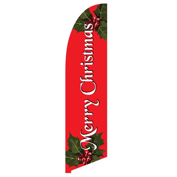 Vispronet Merry Christmas Feather Flag, 2.6ft x 11.2ft, Flag Only