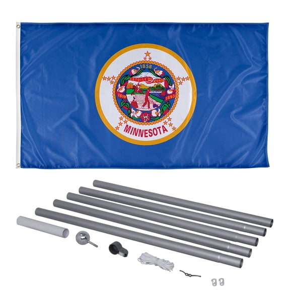 Vispronet Minnesota State Flag, 3ft x 5ft Flag, 20ft Flagpole with PVC Ground Insert