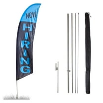 Vispronet Now Hiring Blue and Black Flag, 13.5ft, Pole Set, Ground Spike