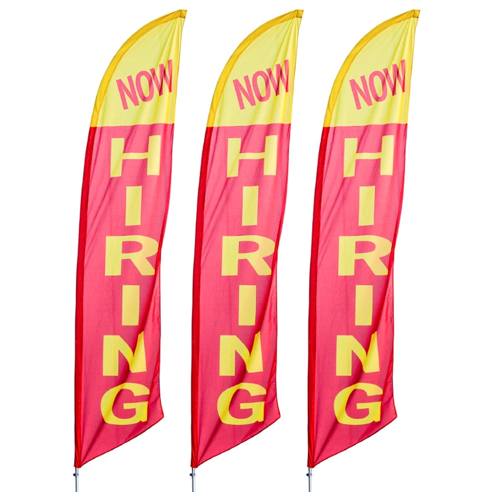 Vispronet Now Hiring Flag Pole Kit 3 Pack, 13.5ft, Ground Stake Pole Set