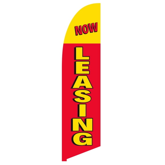 Vispronet Now Leasing Feather Flag, 2.6ft x 11.2ft, Flag Only