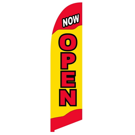 Vispronet Now Open Feather Flag, 2.6ft x 11.2ft, Indoor and Outdoor Use
