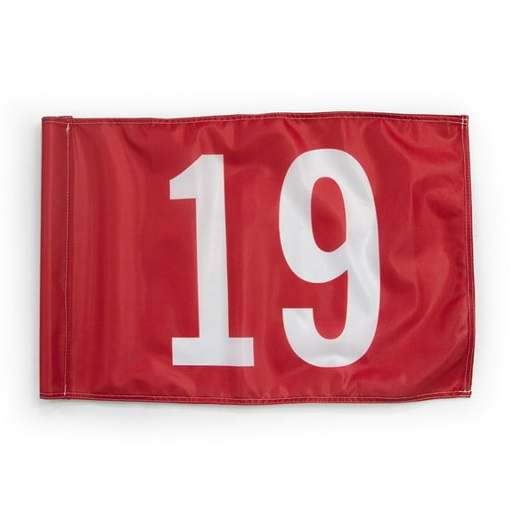 Vispronet Numbered Golf Flag, 20in x 14in Red Flag with White Number 19