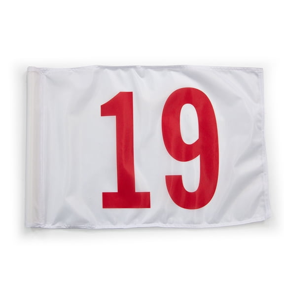 Vispronet Numbered Golf Flag, 20in x 14in White Flag with Red Number 19