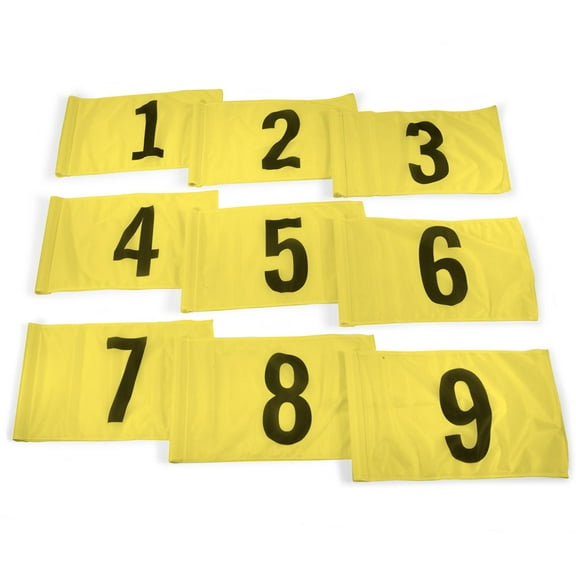 Vispronet Numbered Golf Flags, 20in x 14in, Yellow with Black Numbers 1-9