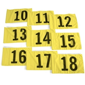 Vispronet Numbered Golf Flags, 20in x 14in, Yellow with Black Numbers 10-18