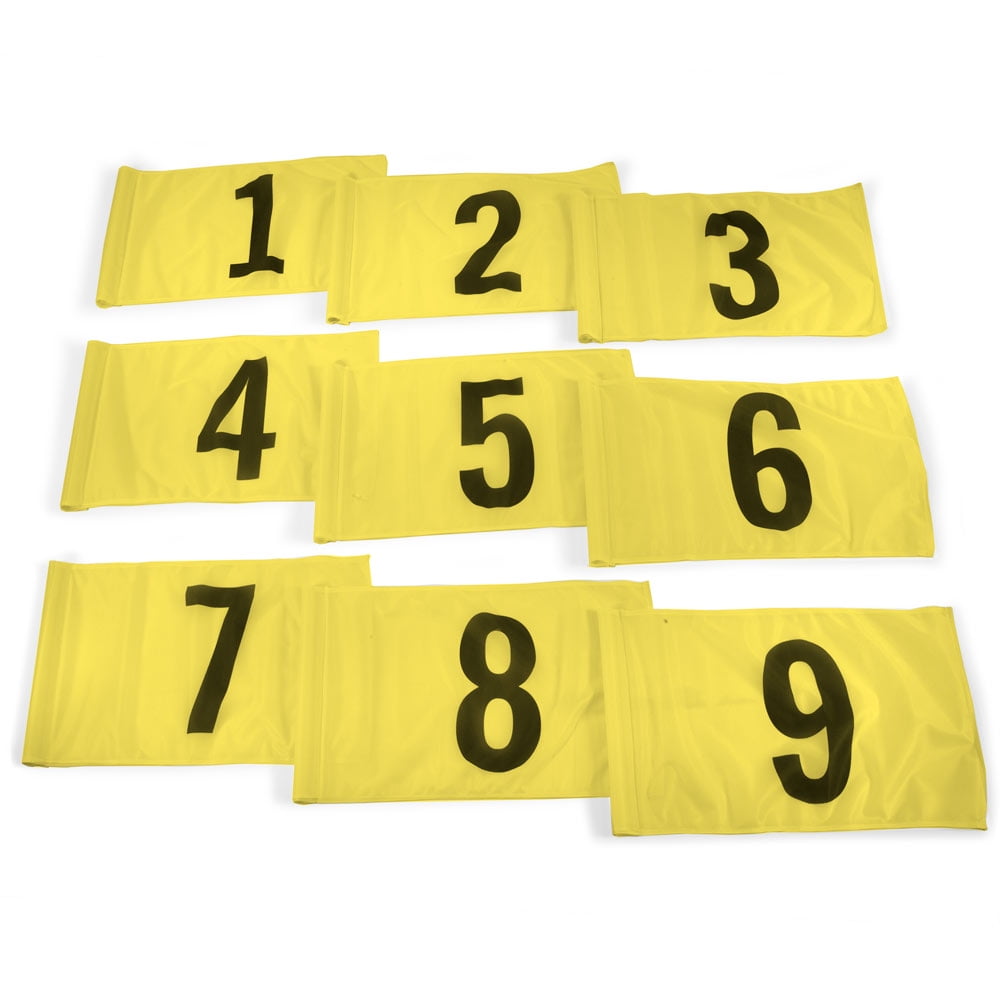 Vispronet Numbered Golf Pin Flags, Yellow with Black Numbers 1-9, Wind ...