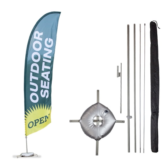 Vispronet – Outdoor Seating Feather Flag Kits - 13.5ft Flag Complete Pole Set, Ground Stake, Cross Base and Weight Bag – Great for Businesses, Storefronts, Sales - Printed in The USA