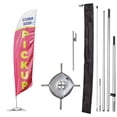 thumbnail image 1 of Vispronet Premium Curbside Pick Up Feather Flag Kit – 13ft Pole Set, Ground Stake, Cross Base, Weight Bag, and Pole Sleeve Bag – Great for Restaurants, Diners, Shops and Cafes – Printed in The USA, 1 of 7