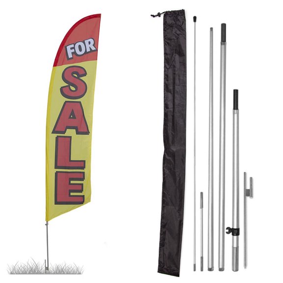Vispronet Premium For Sale Red and Yellow Feather Flag, 13ft, Ground Spike