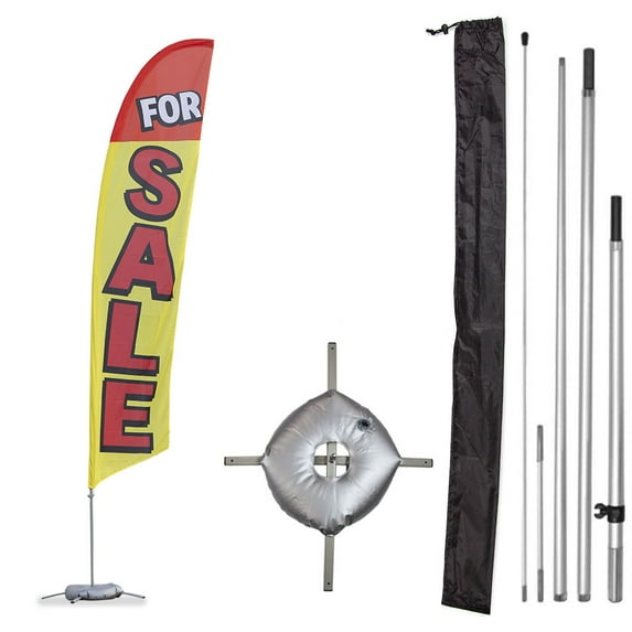 Vispronet Premium For Sale Red and Yellow Flag, 13ft, Cross Base Weight Bag