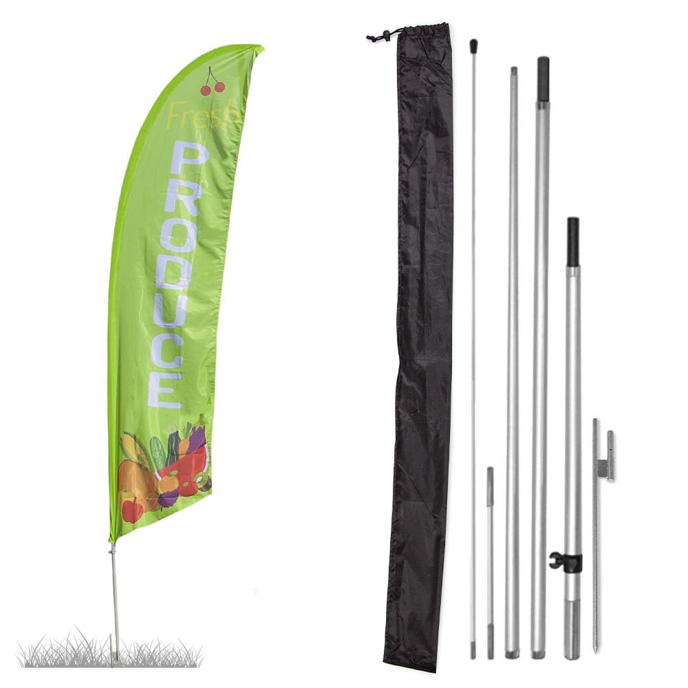 Vispronet Premium Fresh Produce Feather Flag, 13ft Flag Pole Kit with ...