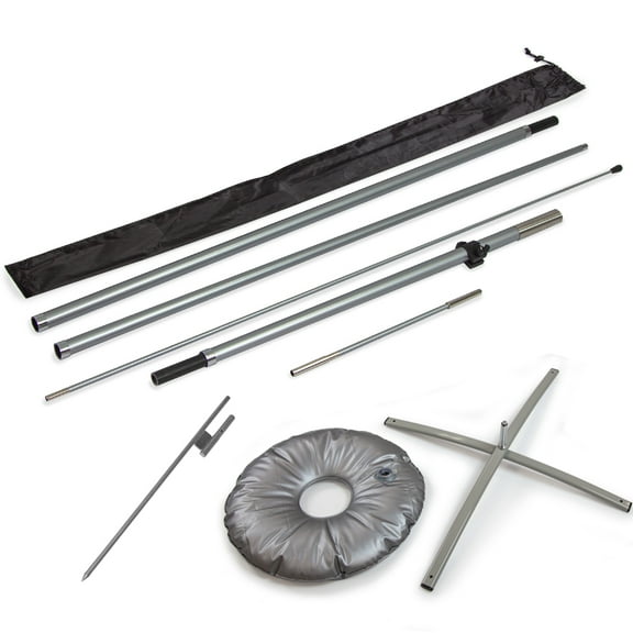 Vispronet Premium Large Feather Flag Pole Set, 5 Poles, Both Bases, Fits 2.6ft x 11.2ft Flags