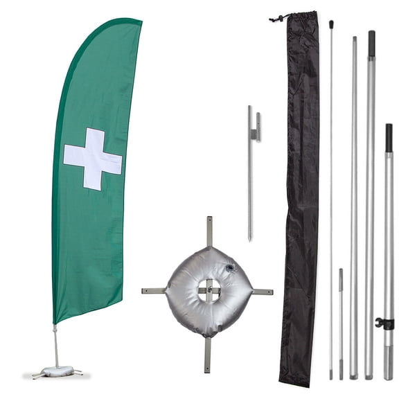 Vispronet – Premium Medical Marijuana Feather Flag Kits - 13.5ft Flag Pole Set with Both Base – Great for Businesses, Storefronts, Sales - Printed in The USA