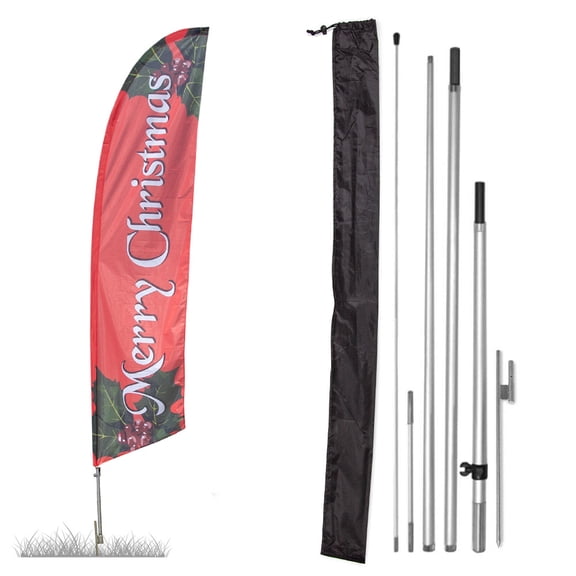 Vispronet Premium Merry Christmas Feather Flag Kit, 13ft, Ground Stake