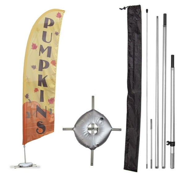 Vispronet Premium Pumpkins for Sale Feather Flag, 13ft, Cross Base, Weight Bag