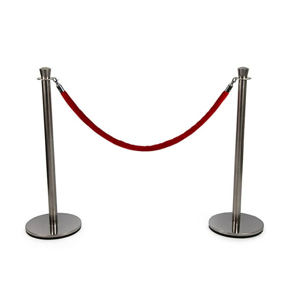 Vispronet Premium Rope Barrier, 1 Red Velvet Rope, 2 Poles