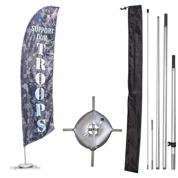 Vispronet Premium Support Our Troops Camo Feather Flag Kit, 13ft, Cross Base