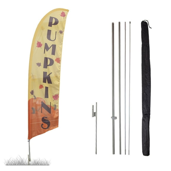 Vispronet Pumpkins for Sale Feather Flag Kit, 13.5ft, Pole Set, Ground Stake