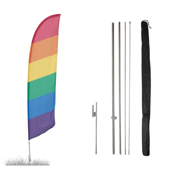 Vispronet Rainbow Feather Flag, 13.5ft Pride Flag, Pole Set, Ground Spike