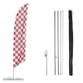 thumbnail image 1 of Vispronet Red/White Checkered Feather Flag Kit - 13.5ft Knitted Polyester Swooper Flag with Pole Set and Ground Spike - Printed in The USA…, 1 of 6