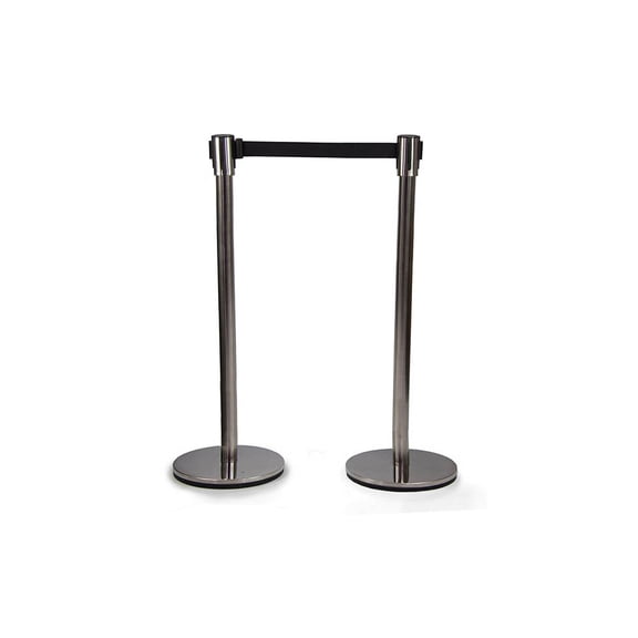 Vispronet Standard Belt Barrier, 2 Poles, 2 Black Belts, Crowd Control Barriers