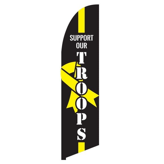 Vispronet Support Our Troops Feather Flag, 2.6ft x 11.2ft, Flag Only