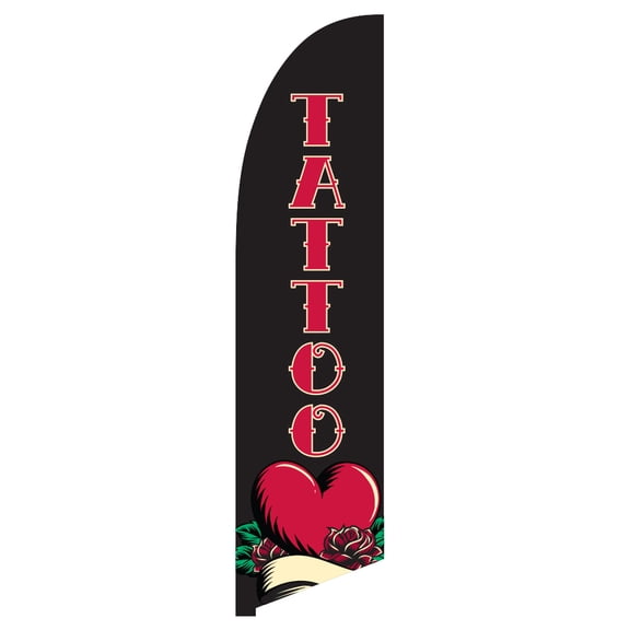 Vispronet Tattoo Feather Flag, 2.6ft x 11.2ft, Flag Only