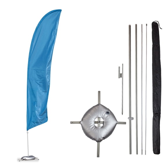 Vispronet - Teal Solid Feather Flag Kit - 13.5ft Knitted Polyester Swooper Flag with Pole Set, Ground Spike, Cross Flag Base and Weight Bag - Dyed in The USA