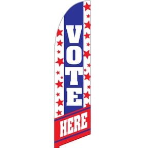 Vispronet Vote Here Feather Flag, 2.6ft x 11.2ft Red White & Blue Vote Flag, Flag Only