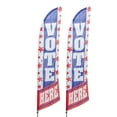 thumbnail image 1 of Vispronet Vote Here Feather Flag Kit 2 Pack Bundle, 13.5ft Red White & Blue Voting Flag with Ground Stakes & Pole Sets, 1 of 6