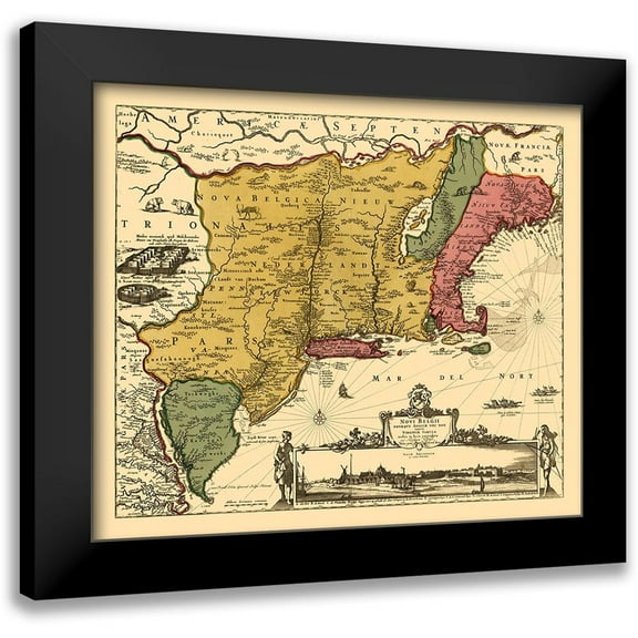 Visscher 13x12 Black Modern Framed Museum Art Print Titled - New Belgium - United States - Visscher