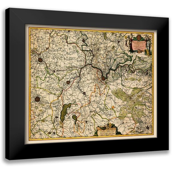 Visscher 14x12 Black Modern Framed Museum Art Print Titled - Benelux Mechelen Duchy Aarschot Belgium Netherland