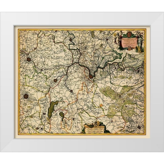 Visscher 14x12 White Modern Wood Framed Museum Art Print Titled - Benelux Mechelen Duchy Aarschot Belgium Netherland