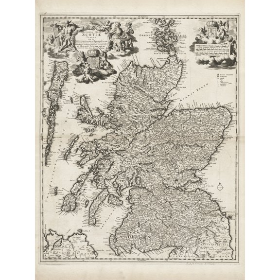 Visscher 1689 Pictorial Map Kingdom Scotland Extra Large Art Print Wall Mural Poster Premium XL