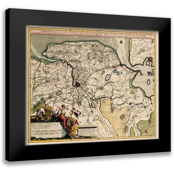 Visscher 17x15 Black Modern Framed Museum Art Print Titled - Groningen Region Netherlands - Visscher 1681