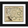 thumbnail image 1 of Visscher 30x26 Black Ornate Wood Framed with Double Matting Museum Art Print Titled - Peloponnese Peninsula Greece - Visscher 1681, 1 of 4