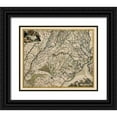 thumbnail image 1 of Visscher 31x26 Black Ornate Wood Framed with Double Matting Museum Art Print Titled - Utrecht Province Netherlands - Visscher 1681, 1 of 4