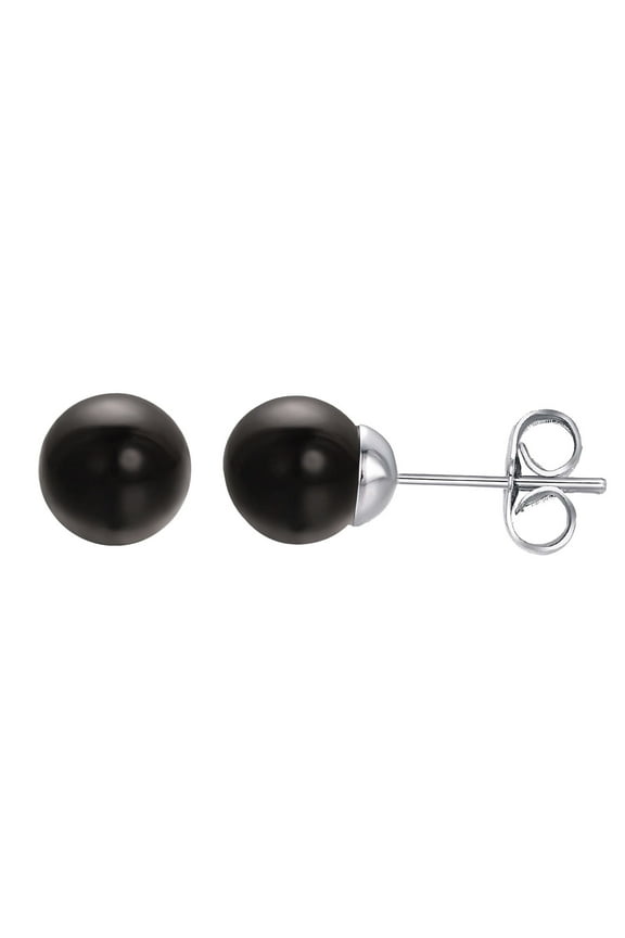 10mm Black Pearl Stud Earrings for Women Silver pierced Dainty Small Earrings Fashion Jewelry
