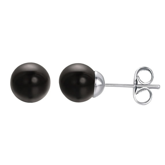 Vissen 10mm Black Pearl Stud Earrings for Women Silver pierced Dainty Small Earrings Fashion Jewelry