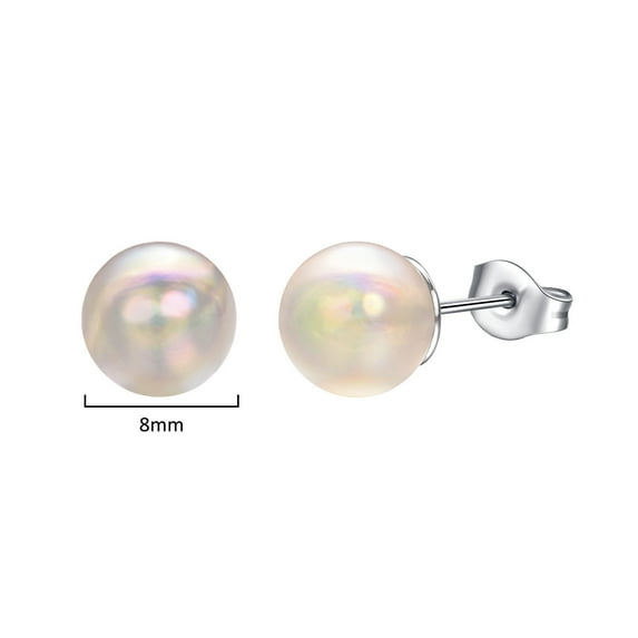 Vissen 8mm Pearl Silver Stud Earrings For Women Hypoallergenic Nickel Free Fashion Earrings Stud Jewelry Gifts