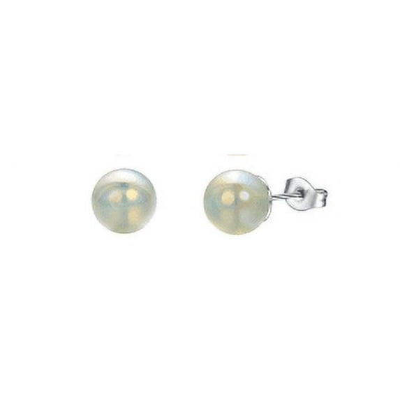Vissen 8mm pearl fashion stud earrings for women cute lightweight small hoop earrings silver plated post stud earrings
