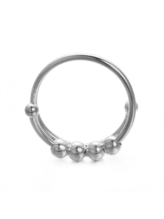 Adjustable Double Rings for Women Gold Plated Beaded Design Open Double Rings Silvery Stainless Steel for Trendy Jewelry