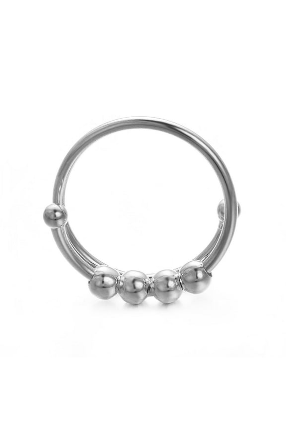 Adjustable Double Rings for Women Gold Plated Beaded Design Open Double Rings Silvery Stainless Steel for Trendy Jewelry
