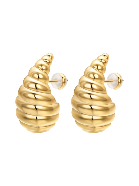Big Helix Pierced Stud Earrings for Women Stainless Steel Moon Gold Plated Stud Earrings for Trendy Jewelry