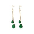 thumbnail image 1 of Vissen CZ Drop Earrings for Women Trendy Gold Plated Dangle Chain Earring Dainty Green Cubic Zirconia Jewelry, 1 of 6